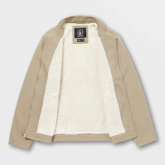 Mens Volcom PALM DRIVE JACKET with faux fur lining- KHAKI, Size M - Picture 1 of 11